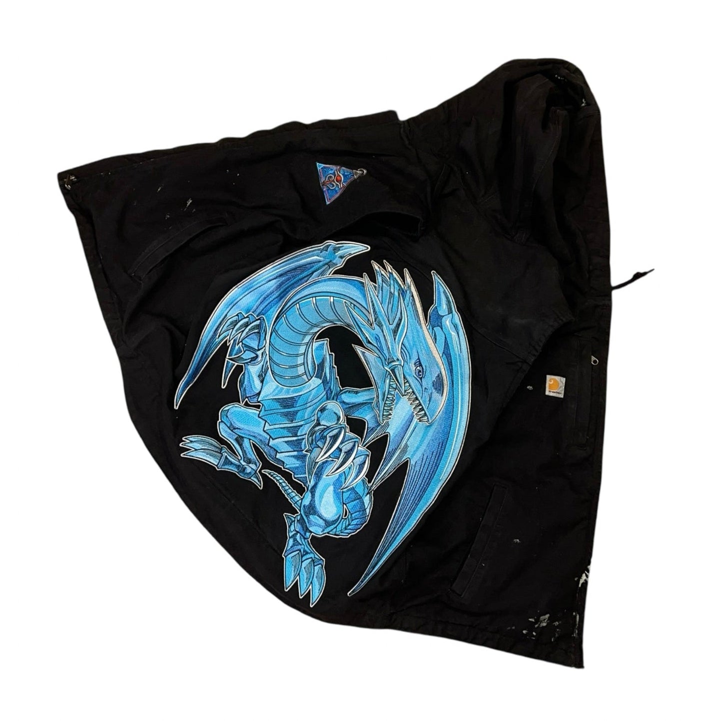 Hooded carhartt zip up vest ~ blue eyes white dragon